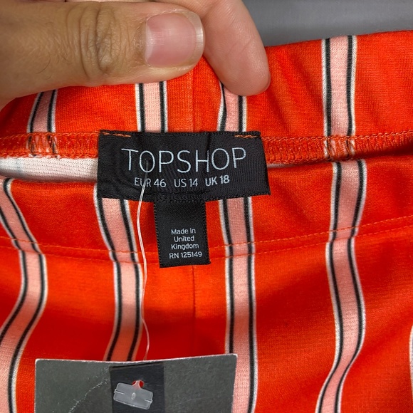 Topshop Oxford Stripe Flare High Waist Trousers Pants in Red Orange Size… - Picture 8 of 10